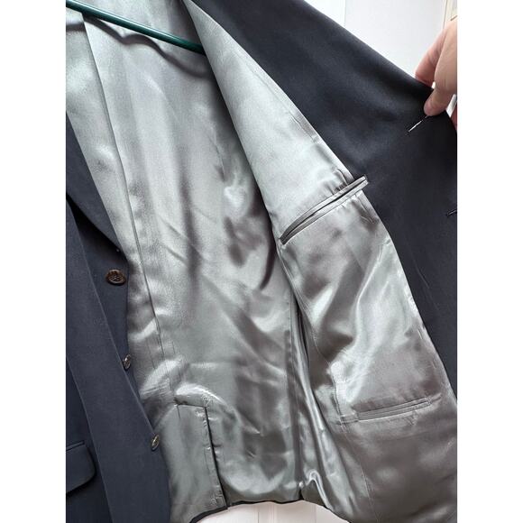 Bill Blass for Filenes Silk Blazer, Black 3 Button, Men's Size 42 S Vintage - Picture 3 of 7